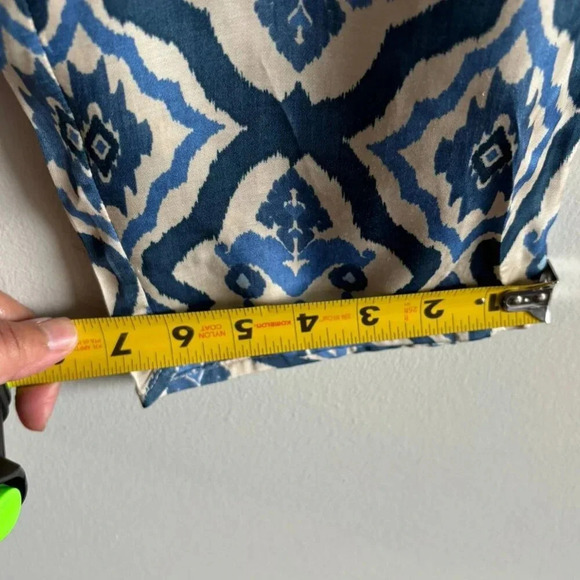 Zara Womens Bloggers Favorite Satin Printed Pants Blue Size Medium - Picture 6 of 13